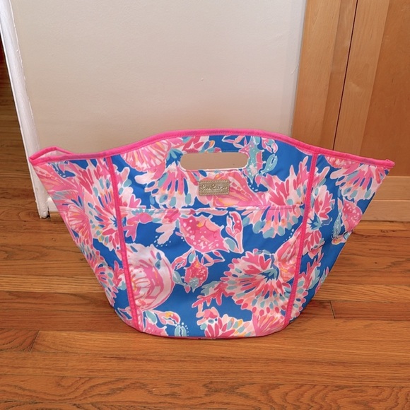 LILLY PULITZER Floral Insulated Beach Tote Cooler Bag Beverage Tote Bay Dreamin - Picture 2 of 6